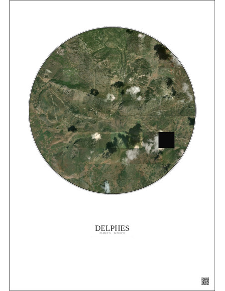 Delphes Satellite View Poster 5km Color | Gravura – Light background