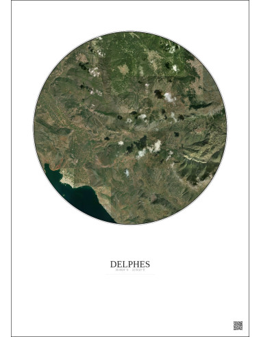 Delphes Satellite View Poster 10km Color | Gravura – Light background