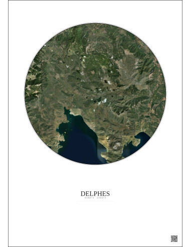 Delphes Satellite View Poster 20km Color | Gravura – Light background