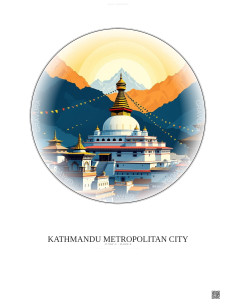 Affiche Kathmandu Metropolitan City – Poster illustration vintage – Famous Viewpoint Of Kathmandu Metropolitan City | Gravura – 