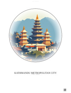 Affiche Kathmandu Metropolitan City – Poster illustration vintage – Historic Old Town Of Kathmandu Metropolitan City | Gravura –