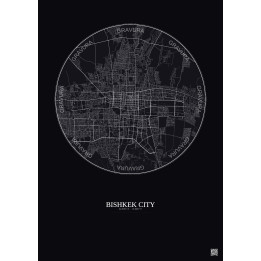 Affiche Bishkek City – Poster carte de ville 10km | Gravura – Fond foncé