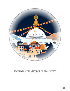 Affiche Kathmandu Metropolitan City – Poster illustration vintage – Most Iconic Landmark Of Kathmandu Metropolitan City | Gravur