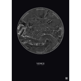 Venice Satellite View Poster 2.5km B&W | Gravura – Dark background