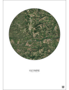 Olympie Satellite View Poster 2.5km Color | Gravura – Light background 2