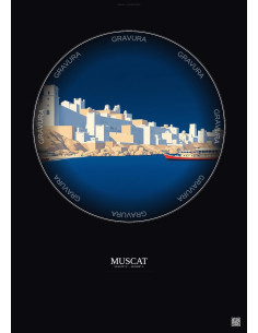 Affiche Muscat – Poster illustration vintage – Muscat | Gravura – Fond foncé