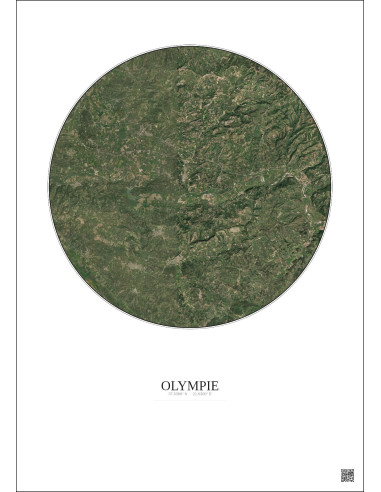 Olympie Satellite View Poster 10km Color | Gravura – Light background
