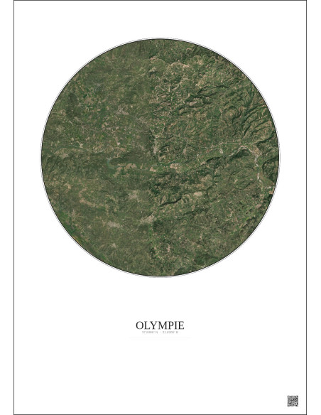 Olympie Satellite View Poster 10km Color | Gravura – Light background