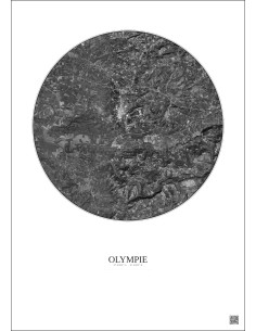Affiche Olympie – Poster vue satellite 5km N&B | Gravura – Fond clair 2