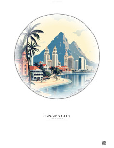 Panama City Vintage Travel Poster – Panama City | Gravura – Light background