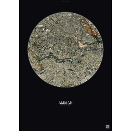 Amman Satellite View Poster 2.5km Color | Gravura – Dark background