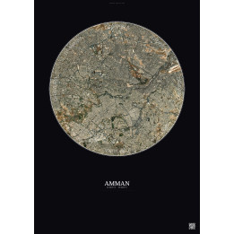 Amman Satellite View Poster 6km Color | Gravura – Dark background