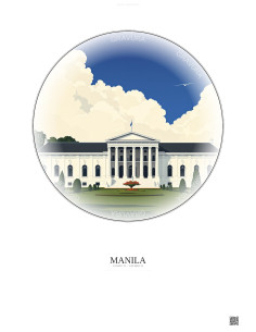 Affiche Manila – Poster illustration vintage – Malacanang Palace | Gravura – Fond clair