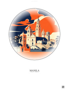 Affiche Manila – Poster illustration vintage – Manila | Gravura – Fond clair