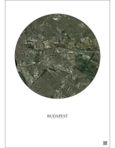 Affiche Budapest – Poster vue satellite 6km Couleur | Gravura – Fond clair 2