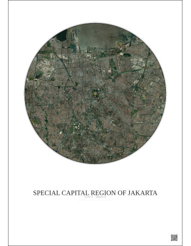 Special Capital Region Of Jakarta Satellite View Poster 10km Color | Gravura – Light background