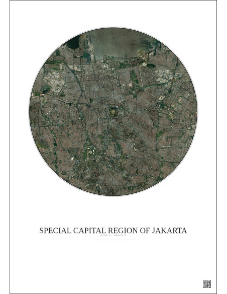 Special Capital Region Of Jakarta Satellite View Poster 10km Color | Gravura – Light background