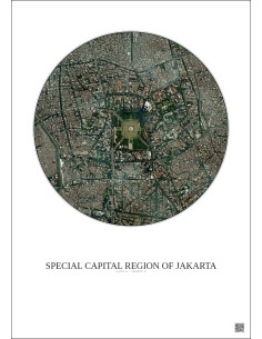 Affiche Special Capital Region Of Jakarta – Poster vue satellite 2.5km Couleur | Gravura – Fond clair 2
