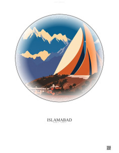 Islamabad Vintage Travel Poster – Pakistan Monument | Gravura – Light background