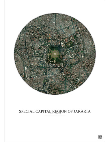 Affiche Special Capital Region Of Jakarta – Poster vue satellite 2.5km Couleur | Gravura – Fond clair