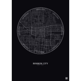 Affiche Bishkek City – Poster carte de ville 6km | Gravura – Fond foncé