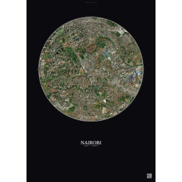 Nairobi Satellite View Poster 2.5km Color | Gravura – Dark background