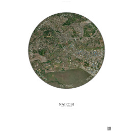 Nairobi Satellite View Poster 6km Color | Gravura – Light background
