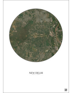 Affiche New Delhi – Poster vue satellite 6km Couleur | Gravura – Fond clair 2
