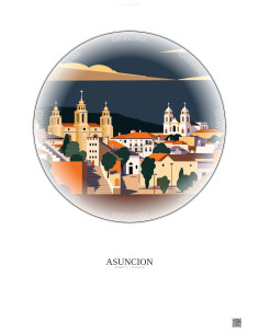 Asuncion Vintage Travel Poster – Historic Old Town Of Asuncion | Gravura – Light background