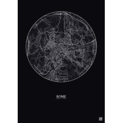 Affiche Rome – Poster carte de ville 10km | Gravura – Fond foncé