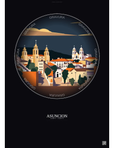 Asuncion Vintage Travel Poster – Historic Old Town Of Asuncion | Gravura – Dark background