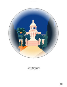 Asuncion Vintage Travel Poster – Most Iconic Landmark Of Asuncion | Gravura – Light background