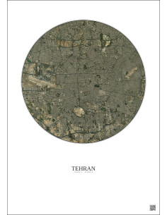 Affiche Tehran – Poster vue satellite 10km Couleur | Gravura – Fond clair 2