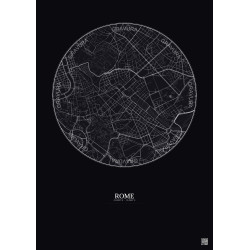 Affiche Rome – Poster carte de ville 2.5km | Gravura – Fond foncé