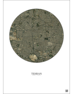 Affiche Tehran – Poster vue satellite 6km Couleur | Gravura – Fond clair 2