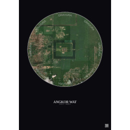 Angkor Wat Satellite View Poster 2.5km Color | Gravura – Dark background
