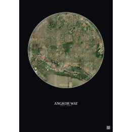 Angkor Wat Satellite View Poster 30km Color | Gravura – Dark background