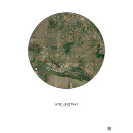 Angkor Wat Satellite View Poster 30km Color | Gravura – Light background