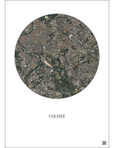 Affiche Colisee – Poster vue satellite 2.5km Couleur | Gravura – Fond clair 2
