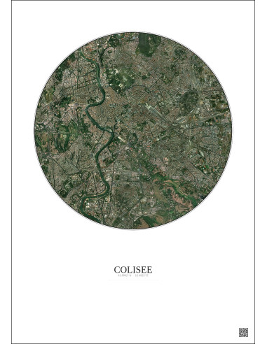 Colisee Satellite View Poster 5km Color | Gravura – Light background