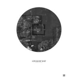 Angkor Wat Satellite View Poster 2.5km B&W | Gravura – Light background