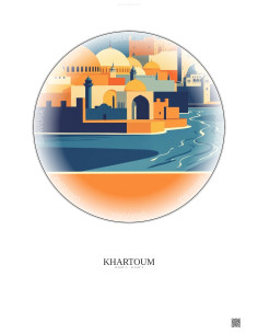 Affiche Khartoum – Poster illustration vintage – Khartoum | Gravura – Fond clair
