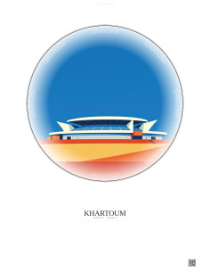 Affiche Khartoum – Poster illustration vintage – Khartoum Stadium | Gravura – Fond clair