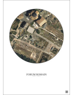 Affiche Forum Romain – Poster vue satellite 0.1km Couleur | Gravura – Fond clair 2