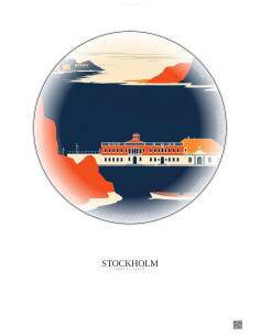 Affiche Stockholm – Poster illustration vintage – Nationalmuseum | Gravura – Fond clair