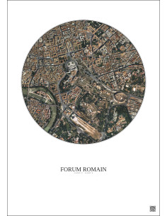 Affiche Forum Romain – Poster vue satellite 1km Couleur | Gravura – Fond clair 2