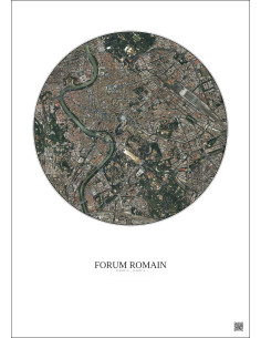Affiche Forum Romain – Poster vue satellite 2.5km Couleur | Gravura – Fond clair 2