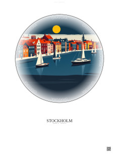 Affiche Stockholm – Poster illustration vintage – Stockholm | Gravura – Fond clair