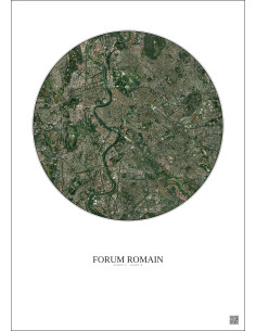 Affiche Forum Romain – Poster vue satellite 5km Couleur | Gravura – Fond clair 2