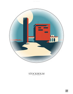 Affiche Stockholm – Poster illustration vintage – Swedish Film Institute | Gravura – Fond clair